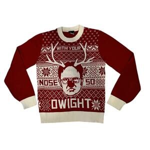 The Office Dwight Sweater Mens Small Red Ugly Christmas Acrylic Reindeer TV Show